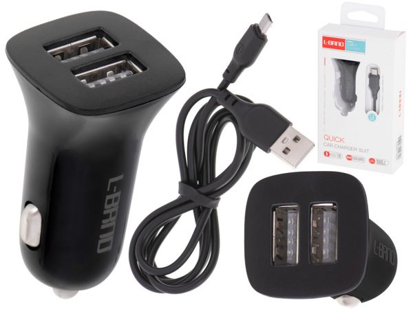 Automašīnas lādētājs Dual USB + Micro