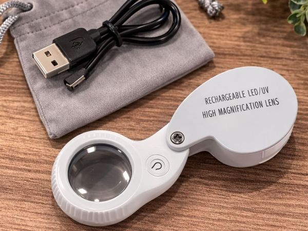 Palielināmais stikls 60x 25mm LED UV