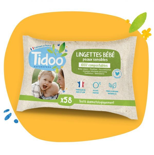 Tidoo Влажные салфетки с календулой, без ароматизаторами, 58шт. (3760001768985)