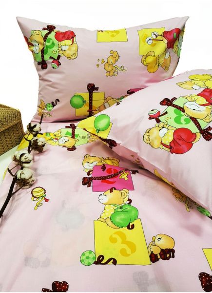 Детский комплект постельного белья FUNNY BEAR MATH PINK