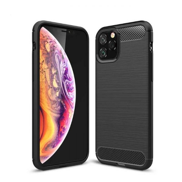 TakeMe Супер тонкий и прочный TPU чехол-крышка с эффектом КАРБОНА для Apple iPhone 11 (6.1") Черный (TM-CAR-IP11/6.1-BK)