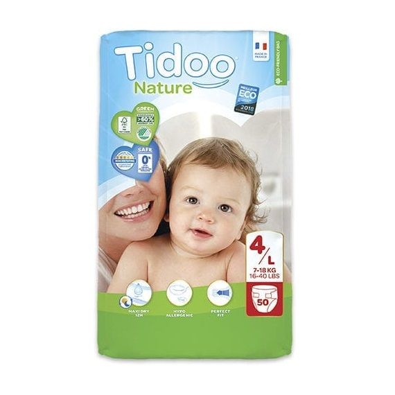 Tidoo Nature Подгузники ЭКО Размер 4/L - (7-18kg) 50 gab. Jumbo pack