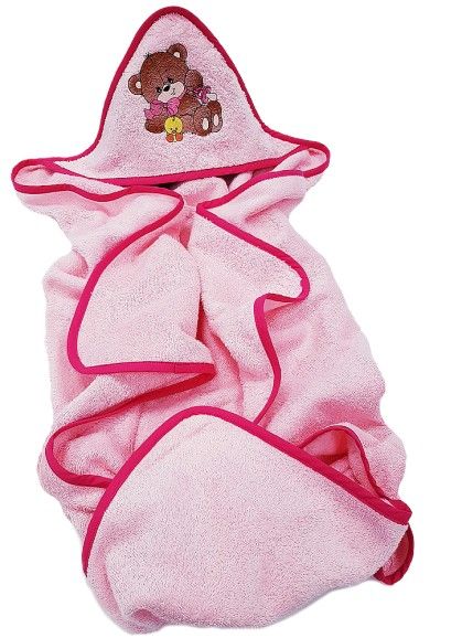 BĒRNU DVIELIS AR KAPUCI LĀCĒNS PINK