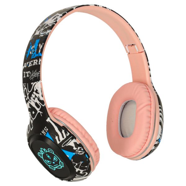 Bezvadu salokāmas austiņas Bluetooth RGB rozā