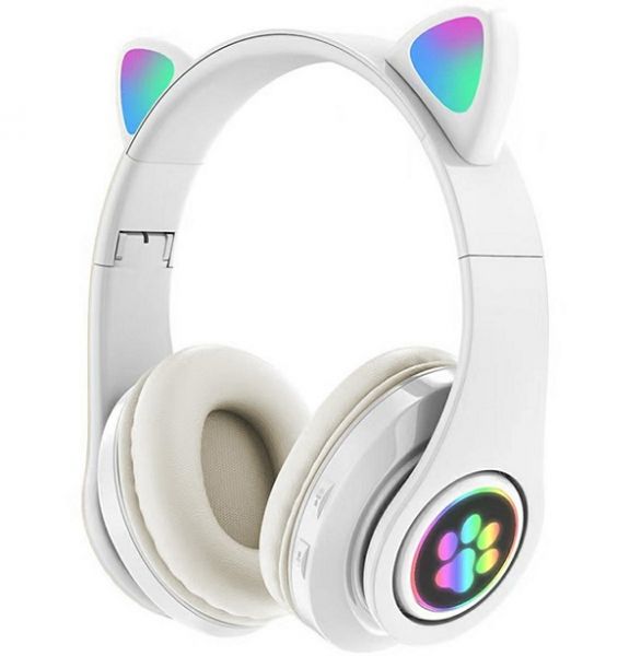 Беспроводные наушники Bluetooth Котик белые (PZS7E)