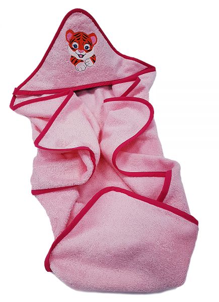 BĒRNU DVIELIS AR KAPUCI TĪĢERĒNS PINK