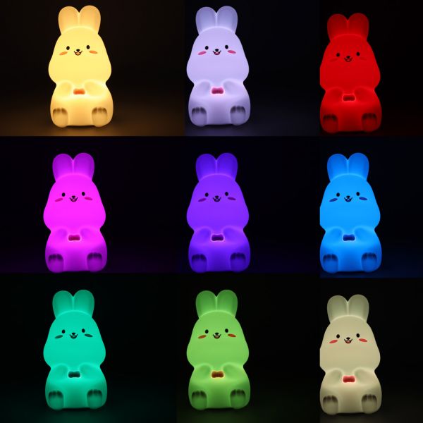 Silikona nakts lampa LED RGB Balts