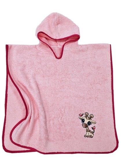 BĒRNU DVIELIS PONČO ŽĪRAFĒNS PINK