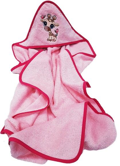 BĒRNU DVIELIS AR KAPUCI ŽĪRAFĒNS PINK