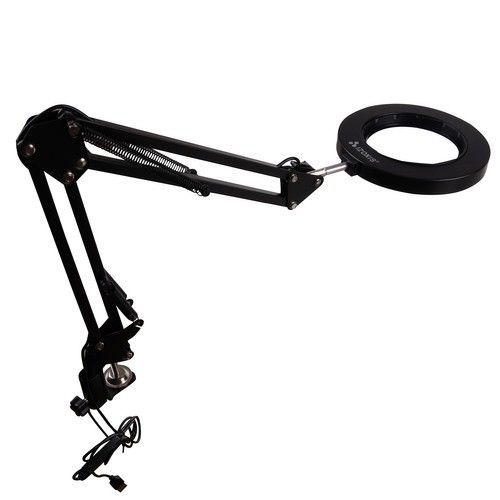 Lampa - lupa ar apgaismojumu melna