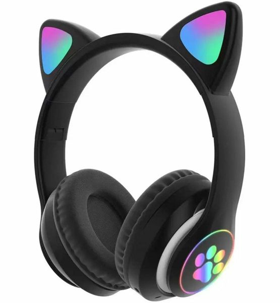 Беспроводные наушники Bluetooth Котик черные (PZS7F)