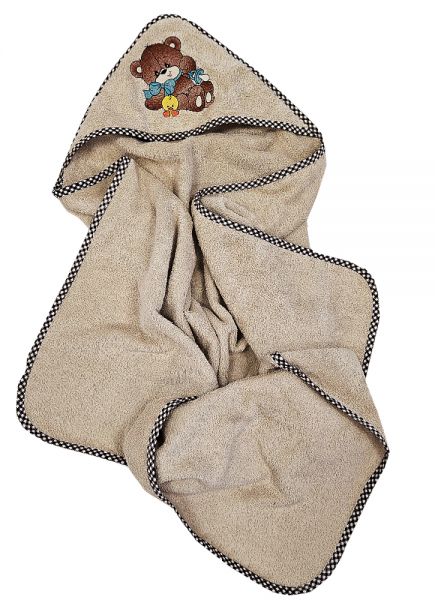 BĒRNU DVIELIS AR KAPUCI LĀCĒNS BEIGE