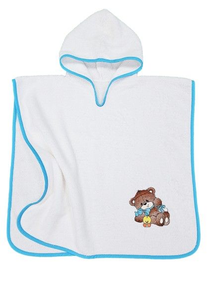 BĒRNU DVIELIS PONČO LĀCĒNS WHITE/BLUE