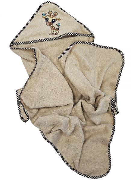 BĒRNU DVIELIS AR KAPUCI ŽĪRAFĒNS BEIGE