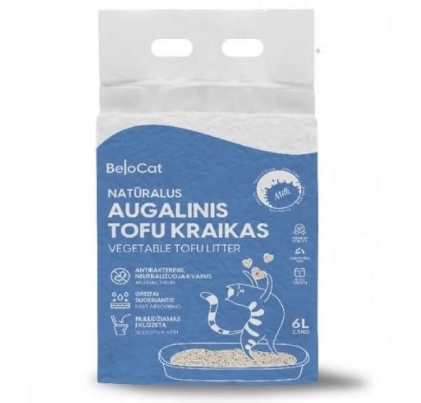 BelCat Tofu Clumping Cat Litter Milk натуральный гранулированный наполнитель без запаха 6л (6972229785713)