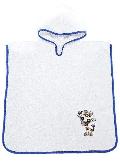 BĒRNU DVIELIS PONČO ŽĪRAFĒNS WHITE/D.BLUE