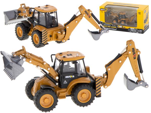 Metāla traktors ar frontālo iekrāvēju un
