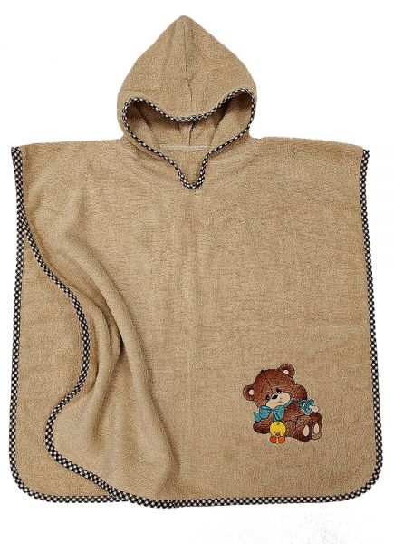 BĒRNU DVIELIS PONČO LĀCĒNS BEIGE