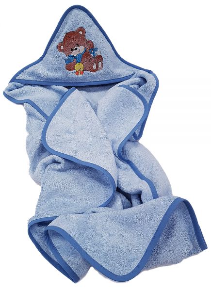 BĒRNU DVIELIS AR KAPUCI LĀCĒNS BLUE