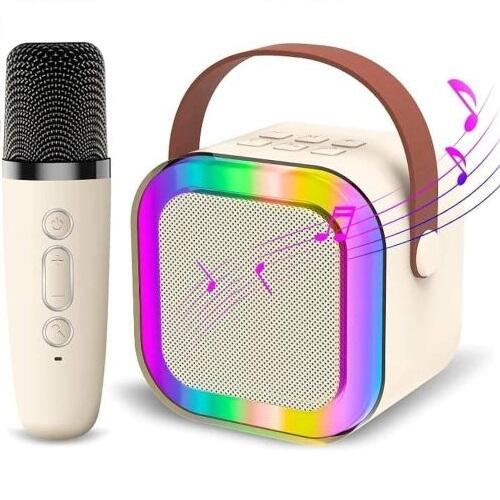 Blackmoon K12 Bluetooth Karaoke skaļrunis ar mikrofonu RGB (K12 Beige)