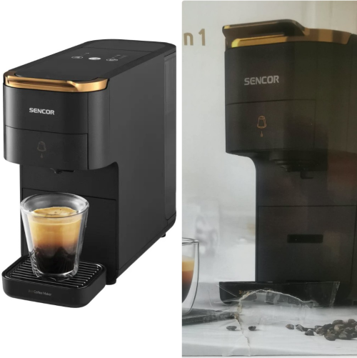 Sencor SCC 1000BK Multi-kapsulu espresso automāts 3in1 (Bojāts iepakojums) (SCC 1000BK DAMAGE)