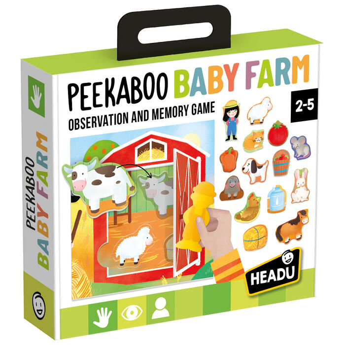HEADU Atmiņas spēle Peekaboo Baby Farm