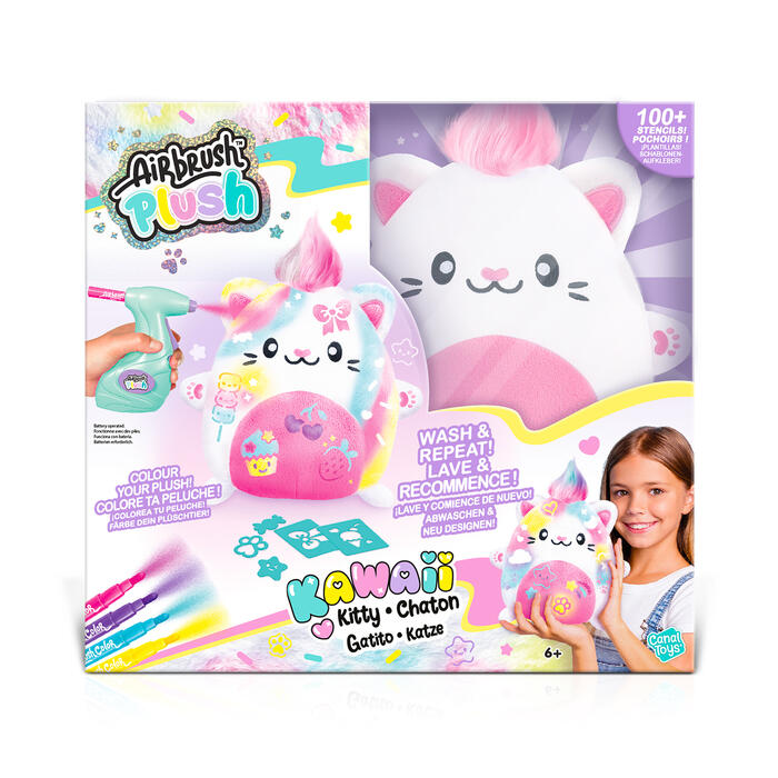 AIRBRUSH PLUSH игровой набор мягкая игрушка с аэрографом Kawaii Kitty, 25 см (AIR073)