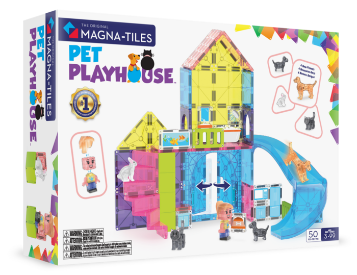 MAGNA-TILES Magnētiskais konstruktors Mājdzīvnieku rotaļu māja, 50 gab. (252050PPMT)