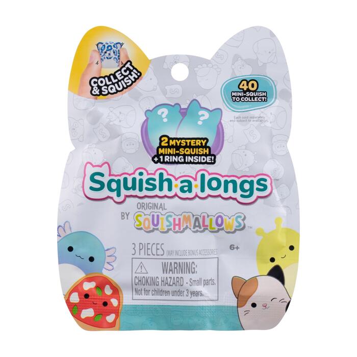 SQUISHMALLOWS SQUISH-A-LONGS figūriņas, 2-paka necaurspīdīgā iepakojumā
