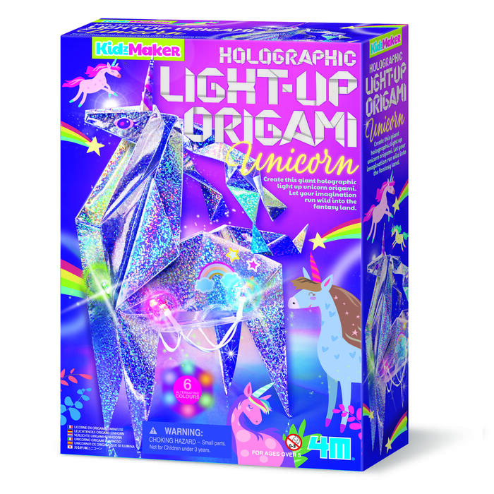 4M KidzMaker DIY komplekts Hologrāfiskais origami vienradzis ar gaismiņām (00-04776)