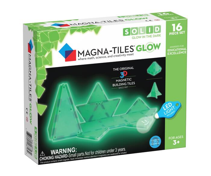 MAGNA-TILES Магнитный конструктор Magna Qubix светящийся в темноте, 16 деталей (18816)