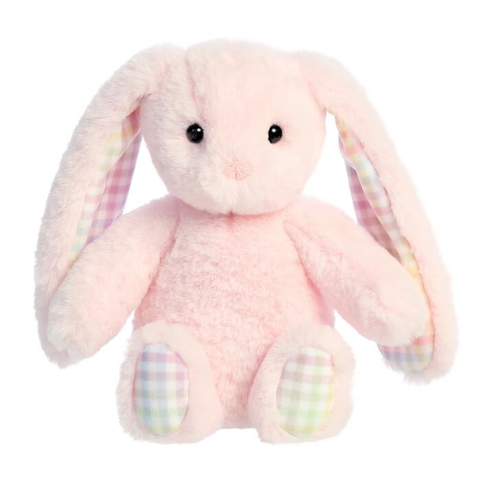 AURORA Rainbow Gingham Bunnies Плюшевый розовый заяц 18 см (201030D)