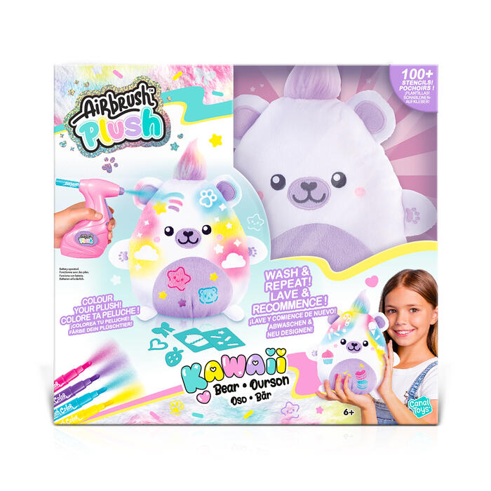 AIRBRUSH PLUSH Plīša DIY komplekts Kawaii Bear ar aerogrāfu, 25 cm (AIR067)