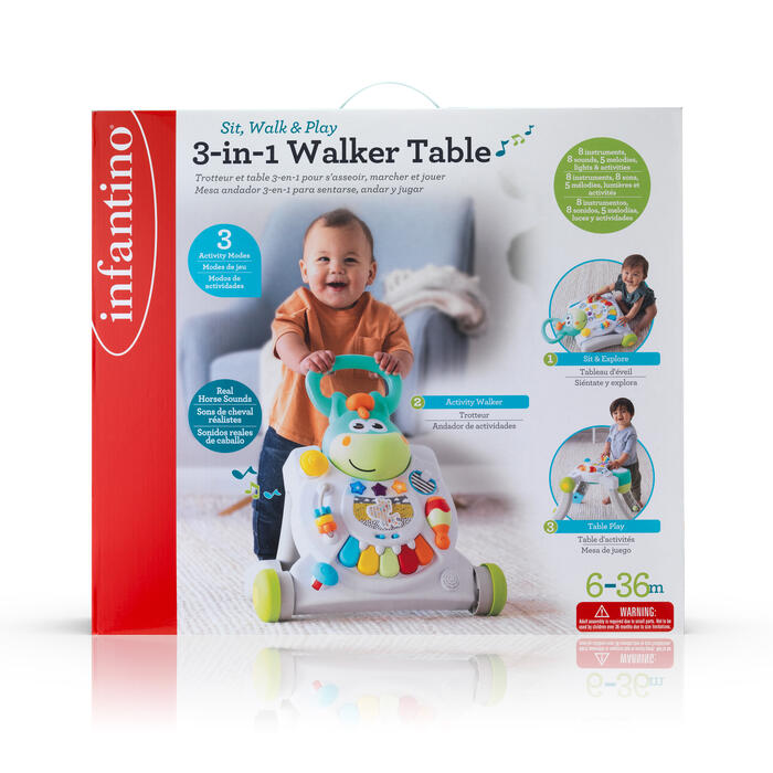 INFANTINO Sēdi, staigā un rotaļājies 3-in-1 transformējošs staigulis-galds (315126)