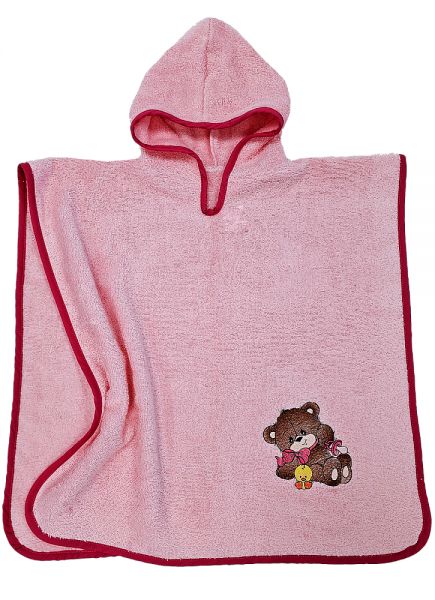 BĒRNU DVIELIS PONČO LĀCĒNS PINK