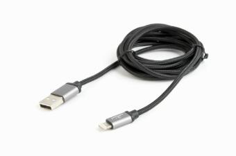 Gembird cotton braided USB Lightning 1.8m Black (CCB-MUSB2B-AMLM-6)