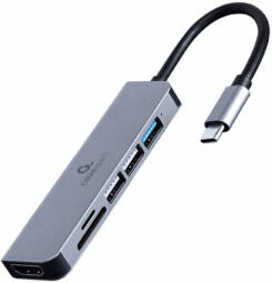 Dokstacija Gembird USB Type-C 6-in-1 Grey (A-CM-COMBO6-02)