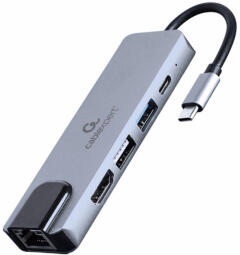 Dokstacija Gembird USB Type-C 5-in-1 Grey (A-CM-COMBO5-04)