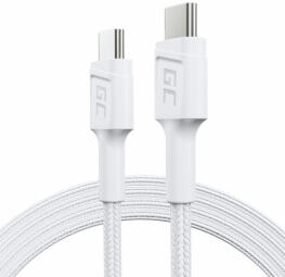 Kabelis Green Cell USB Type-C Male - USB Type-C Male 60W Fast Charging 1.2m White (KABGC30W)