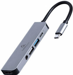 Dokstacija Gembird USB Type-C 5-in-1 Grey (A-CM-COMBO5-02)