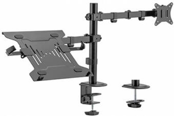 Monitora stiprinājums Gembird Adjustable Desk Mount with Monitor Arm and Notebook Tray (MA-DA-03)