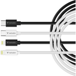 Kabelis Verbatim Essentials Sync&Charge Black and White 27W 1m 2-pack (32392V)