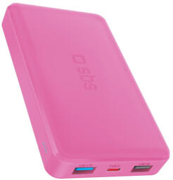Enerģijas krātuve SBS 10000mAh 10W Pink USB 2.1A 10W, USB 1A 5W, USB-C 2.1A (TTBB10000FASTP)