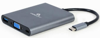 Gembird USB Type-C 6-in-1 multi-port Adapter + Card Reader Space Grey (A-CM-COMBO6-01)
