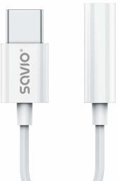 Savio USB-C Male - 3.5 mm Female White (AK-51)