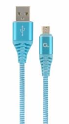 Gembird USB Male - Micro USB Male Premium cotton braided 1m Blue/White (CC-USB2B-AMMBM-1M-VW)
