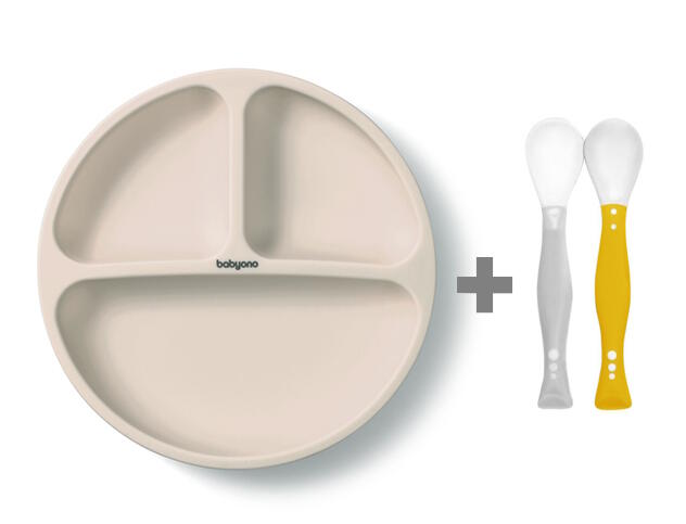 BabyOno Silikona šķīvis 1482/04 beige +