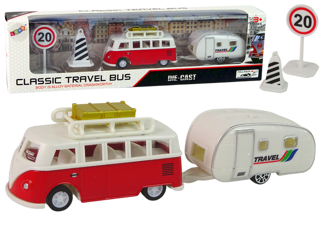LEAN TOYS Autobuss ar kempinga piekabi