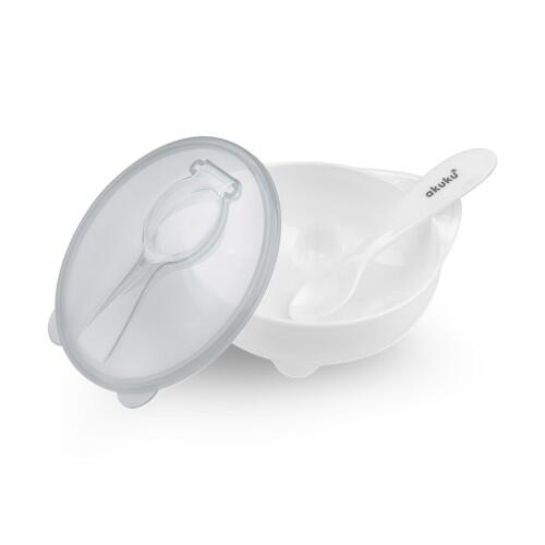 Миска с ложкой AKUKU A0424 white