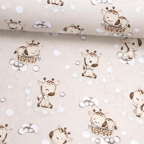 Miniania Autiņš flaneļa GIRAFFE beige 70x80